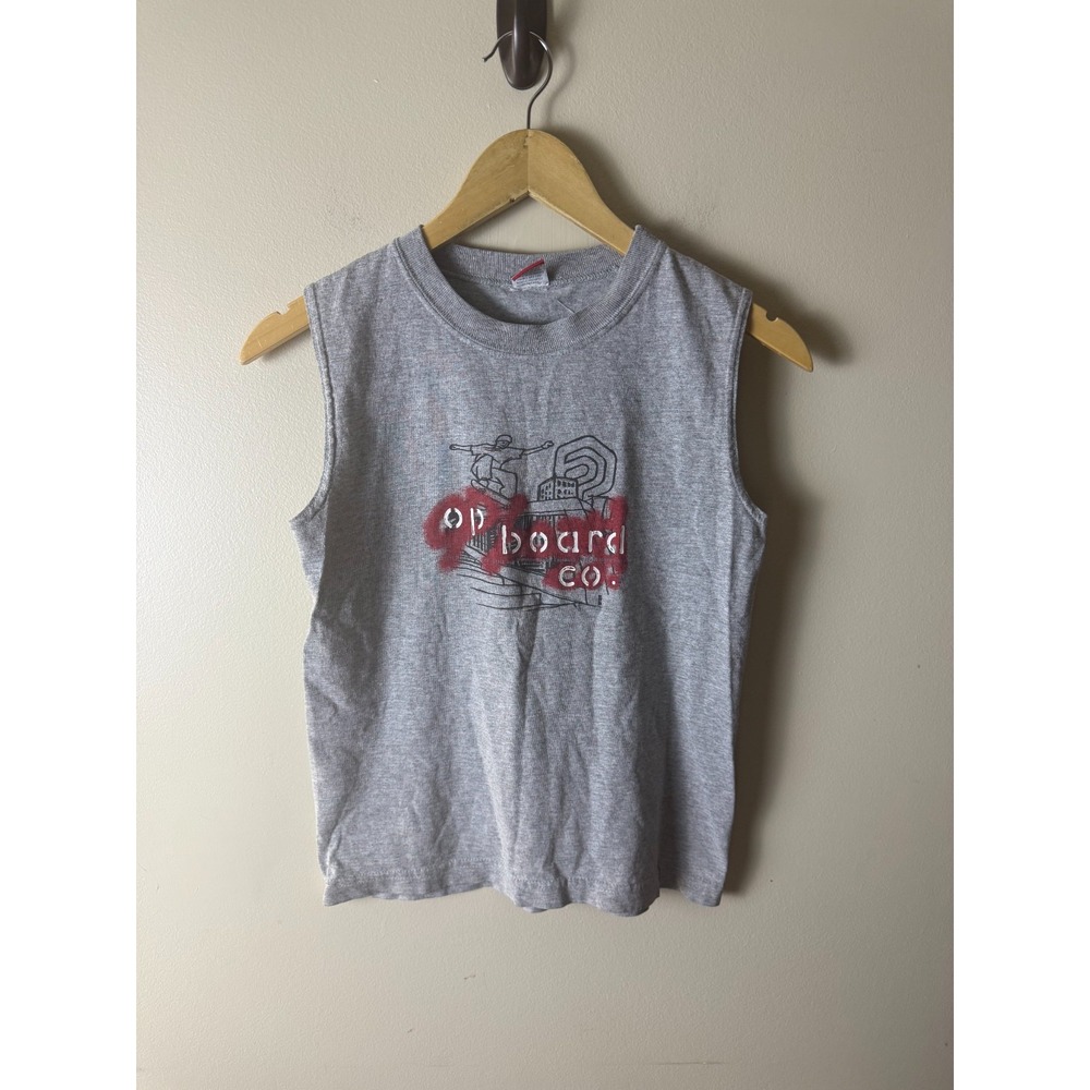 OP Boarding Co. Tank Graphic Youth Boys M Gray Sleeveless Summer